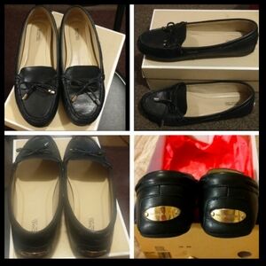 MICHAEL Michael Kors Sutton Leather Moccasins BLK Ballet Flats Boat Shoe Loafers
